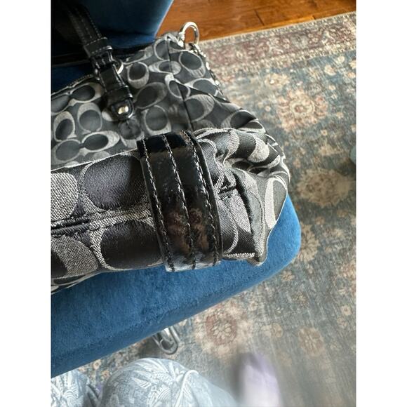 Coach Shoulder Bag Purse Tri Color Signature Alexandra Satchel Black Grey - Picture 6 of 16